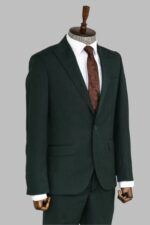 2-Piece-Patterned-Slim-Fit-Dark-Green-Men-Suit-Wessi-2