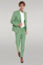 2-Piece-Patterned-Slim-Fit-Green-Men-Suit-Wessi-1