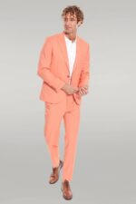 2-Piece-Patterned-Slim-Fit-Orange-Men-Suit-Wessi-1