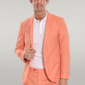 2 Piece Patterned Slim Fit Orange Men Suit - Wessi
