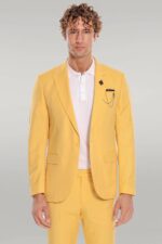 2-Piece-Patterned-Slim-Fit-Yellow-Men-Suit-Wessi-4