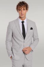2 Piece Striped Grey Men Suit
