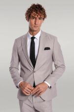 2 Piece Striped Grey Men Suit