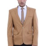 3 pocket Single Button Cotton Tan Jacket-Wessi