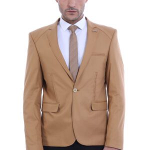 3 pocket Single Button Cotton Tan Jacket-Wessi