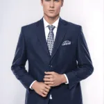 4 Drop Navy Blue Polyviscose Suit | Wessi