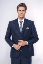 4 Drop Navy Blue Polyviscose Suit