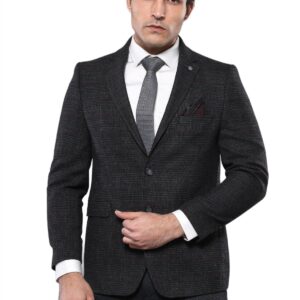 4 Drop Regular Cut Black Men Blazer - Wessi