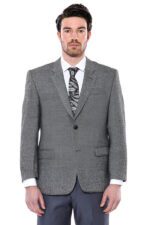 4 Drop Regular Cut Wool Grey Men Blazer