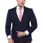 4 Drop Wool Navy Blue Men Blazer - Wessi