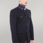 4 pocket Bag Pocket Knit Collar Black Jacket-Wessi