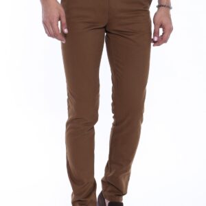 5 Pocket Stitched Pockets Cotton Tan Men Trousers