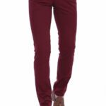 5 Pockets Patterned Burgundy Men Pants - Wessi