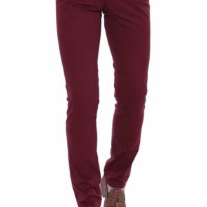 5 Pockets Patterned Burgundy Men Pants - Wessi