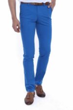 5 Pockets Sax Blue Men Pants