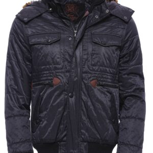 6 Pocket Bondite Zippered Hooded Black Coat-Wessi