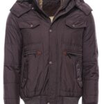 6 Pocket Bondite Zippered Hooded Brown Coat-Wessi