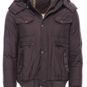 6 Pocket Bondite Zippered Hooded Brown Coat-Wessi