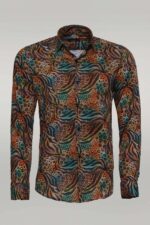 Animal Patterned Long Sleeves Multicolor Men Shirt