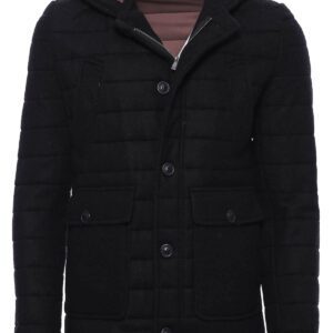 Bag Pocket Felt Hooded 4 Pocket Black Coat-Wessi