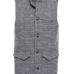 Beige Checked Mandarin Collar Cachet Vest - Wessi
