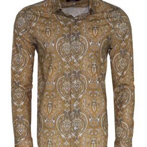 Beige Patterned Slim Fit Men's Shirt - Wessi