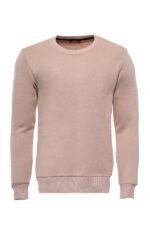 Beige Plain Circle Neck Sweatshirt