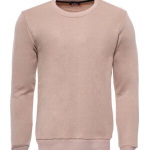 Beige Plain Circle Neck Sweatshirt - Wessi