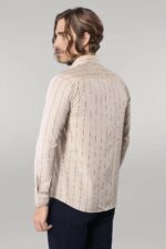 Beige-Slim-Fit-Plaid-Mens-Shirt-Wessi-2