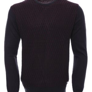 Black Diamond Patterned Circle Neck Sweater - Wessi