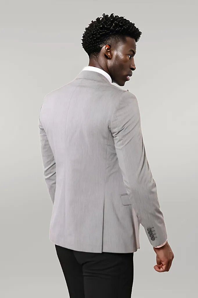 Casual Grey Plaid 3 Pieces Slim Fit Double Breasted Vest Men's Suits main image 1