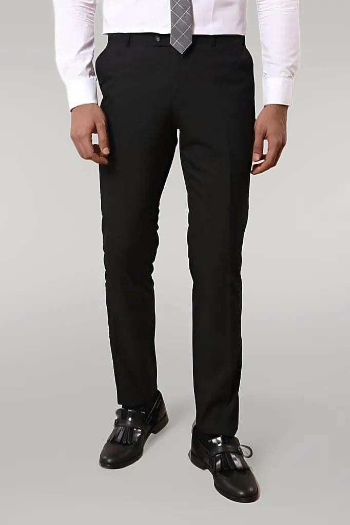 Elegant Black Double Breasted Vest 3 Pieces Solid Color Slim Fit Men's Suits