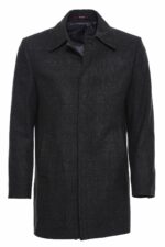 Black Hidden Button Peak Lapel Coat