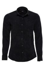 Black Long Sleeves Velvet Men's Shirt