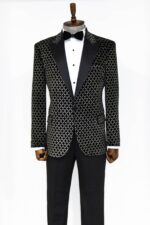 Black Patterned Over Black Men Prom Blazer