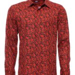 Black Patterned Shirt Over Burgundy - Wessi