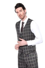 Black Plaid Men Vest