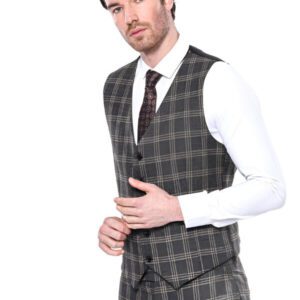 Black Plaid Men Vest - Wessi