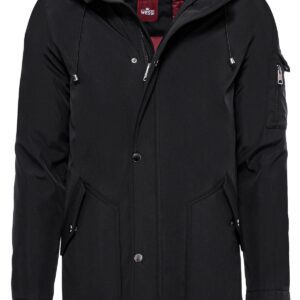 Black Pocket Hooded Men's Coat - Wessi