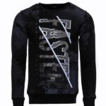 Black Printed Crew Neck Sweatshirt - Wessi