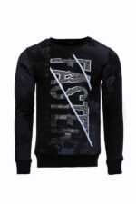 Black Printed Crew Neck Sweatshirt