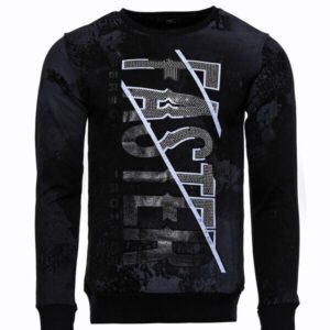 Black Printed Crew Neck Sweatshirt - Wessi
