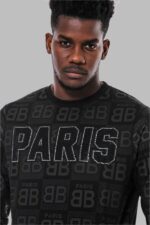 Black Printed Slim Fit Sweatshirt