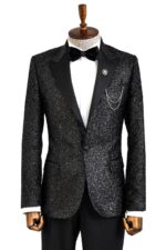 Black Tinsel Slim Fit Tuxedo Blazer