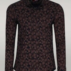 Bloom Patterned Brown Slim Fit Shirt - Wessi