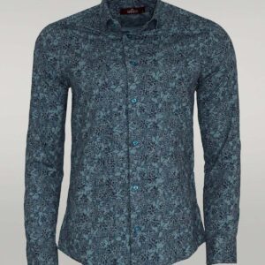 Bloom Patterned Green Slim Fit Shirt - Wessi