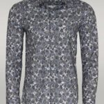 Bloom Patterned Grey Slim Fit Shirt - Wessi