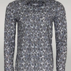 Bloom Patterned Grey Slim Fit Shirt - Wessi