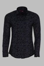 Bloom Patterned Slim Fit Navy Blue Men Shirt