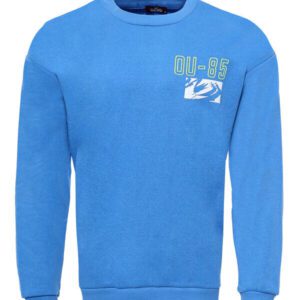 Blue Both Side Printed Circle Neck Men's Sweatshirt - Wessi